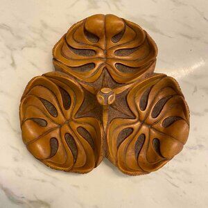 Vintage Monstera Hawaii Server Bowl Coco Joes Hapa Wood Leaf Aloha Tiki …